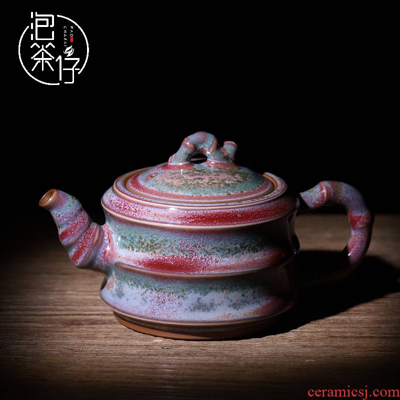 MiaoXingWei pure manual collection certificate work pa furnace jun bamboo pot of tea kettle ceramic teapot in use
