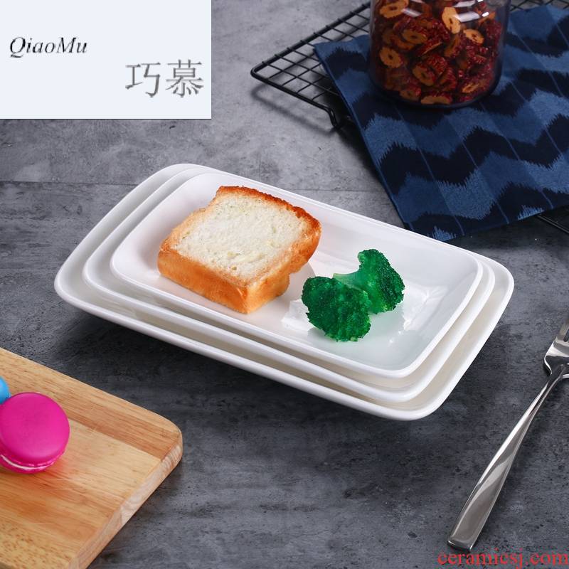 Qiao mu hotel im white powder disc ceramic tableware im hot food dish rectangular plate surroundings while