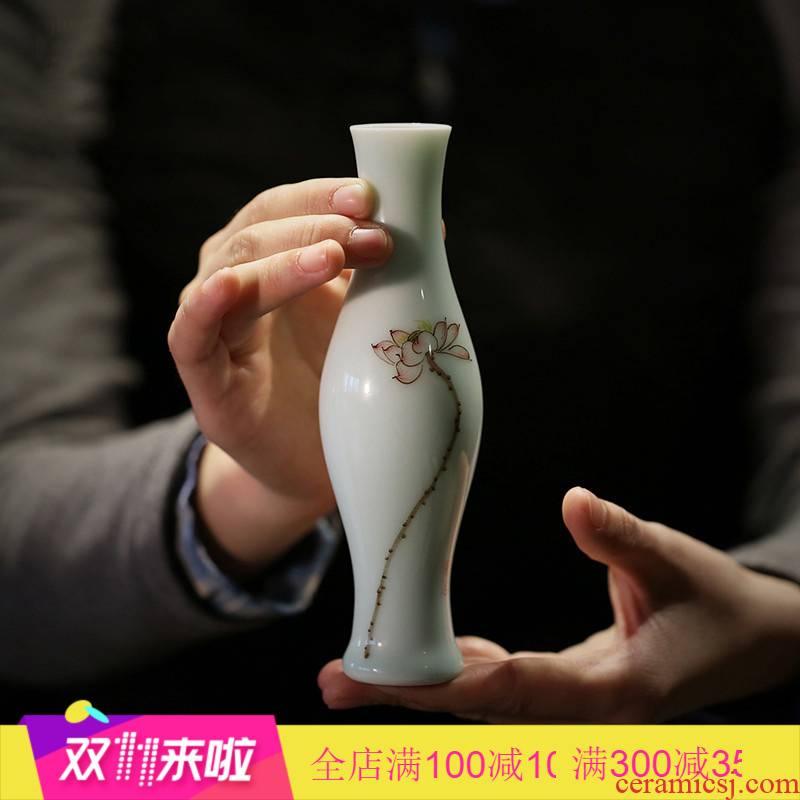 The Poly real boutique flower implement vases, flower scene jingdezhen ceramics by hand coarse TaoXiaoHua bottles household tea is the tea taking