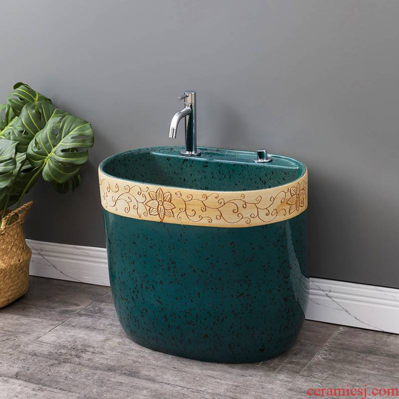 Household automatic ceramic mop pool water wash basin with restoring ancient ways leading to the balcony toilet mop pool