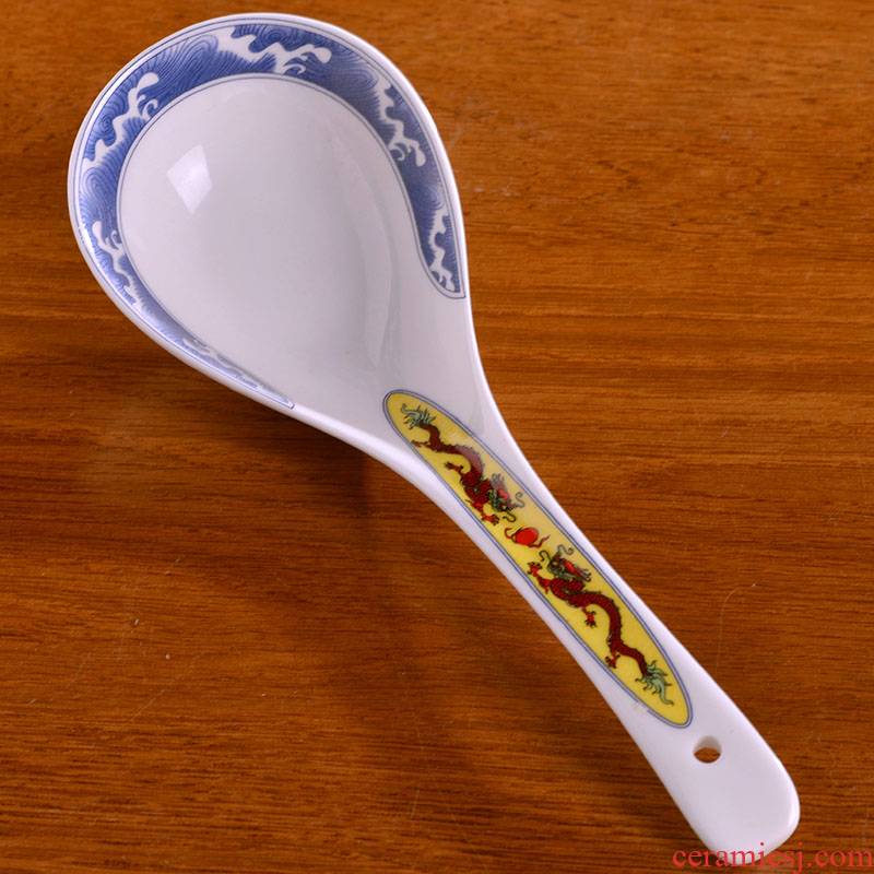 Jingdezhen domestic ceramic meal big spoon ladle soup long handle large ipads porcelain spoon ladle gourd ladle the soup