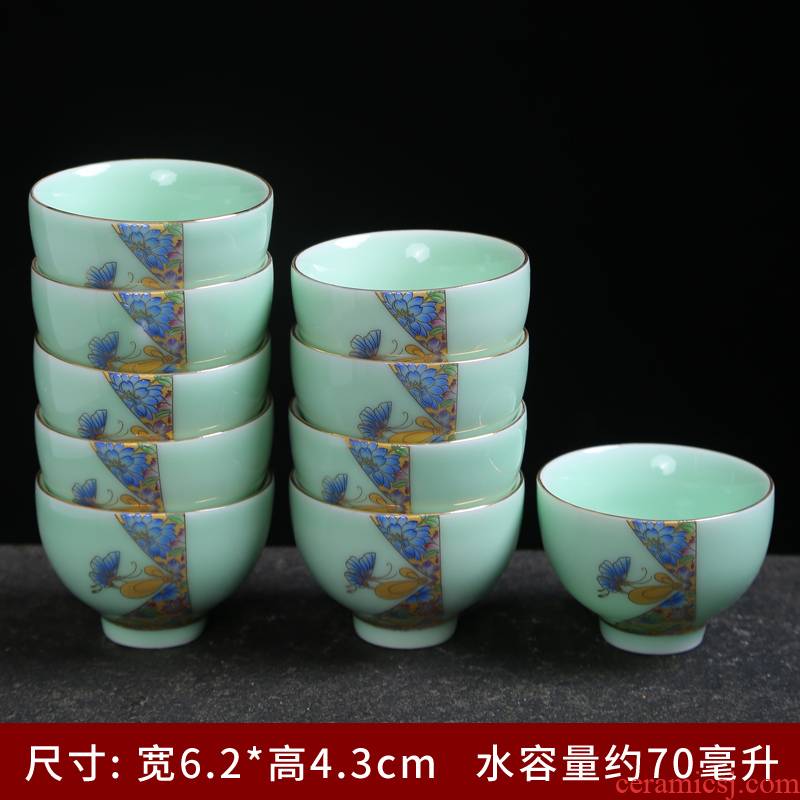 Celadon kung fu tea ceramic tea set glass colored enamel sample tea cup master cup personal cup tea set small cups of tea