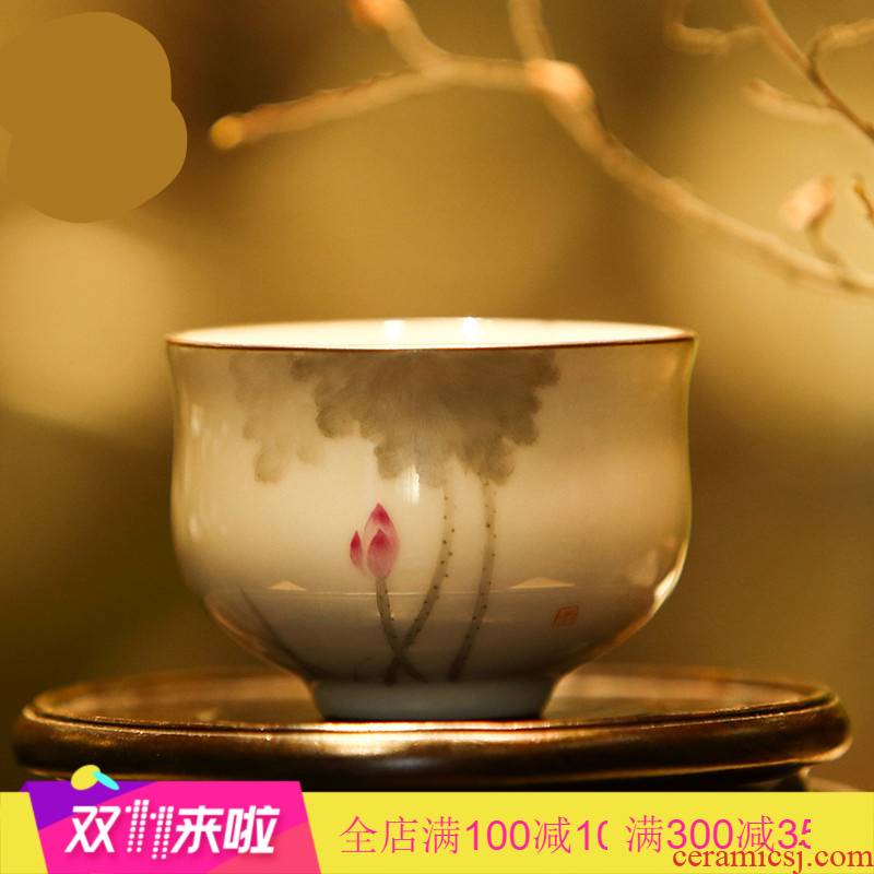 The Poly real boutique scene up kung fu tea cups of jingdezhen ceramic cup sample tea cup Poly real incense hand - made the master list