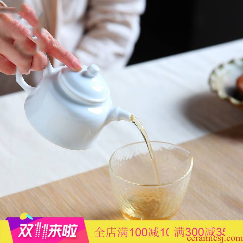 The Poly real boutique scene kung fu jingdezhen ceramic teapot kung fu tea set high white porcelain little teapot manual craft