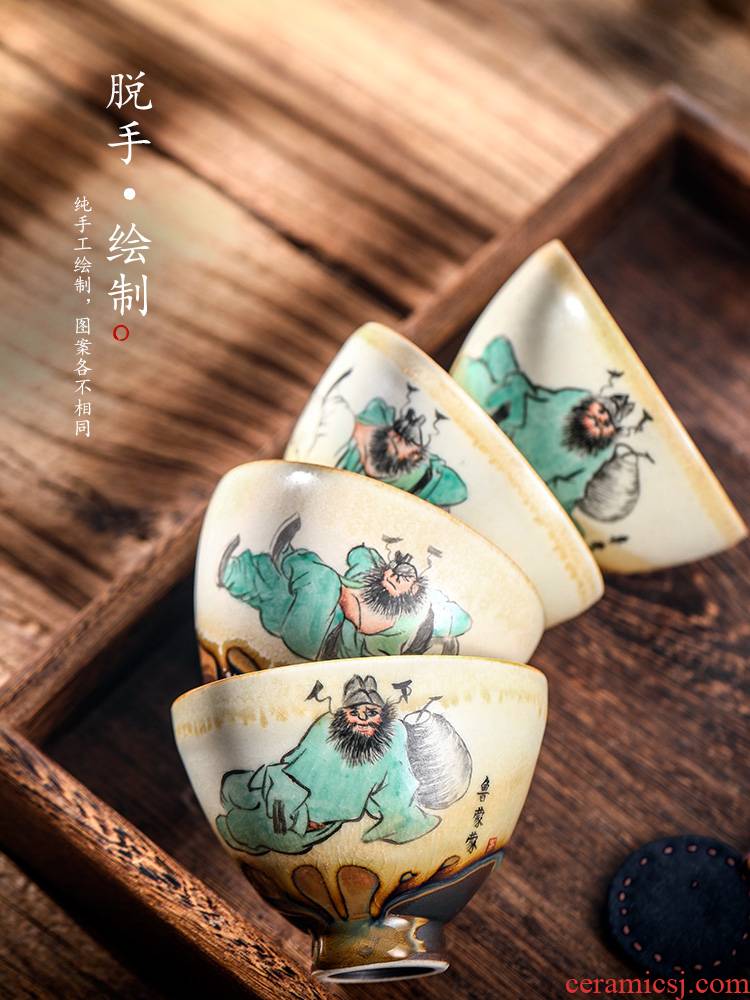 Jingdezhen hand - made the master sample tea cup cup a cup of pure checking ceramic kung fu tea cups, informs drunk a cup of tea
