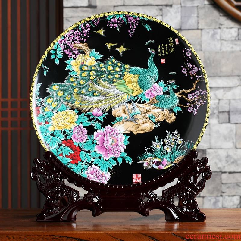 Plate wine ornaments handicrafts creative home furnishing articles of jingdezhen ceramics TV ark, rich ancient frame decoration