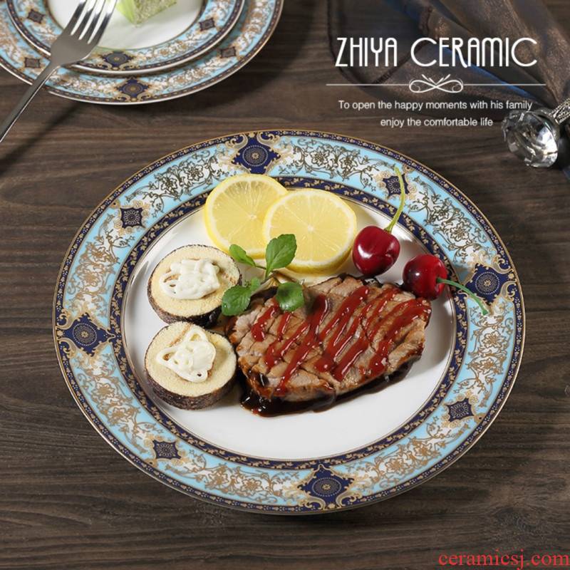 Qiao mu ou ipads China western food steak plate of creative household ceramic flat plate of the table