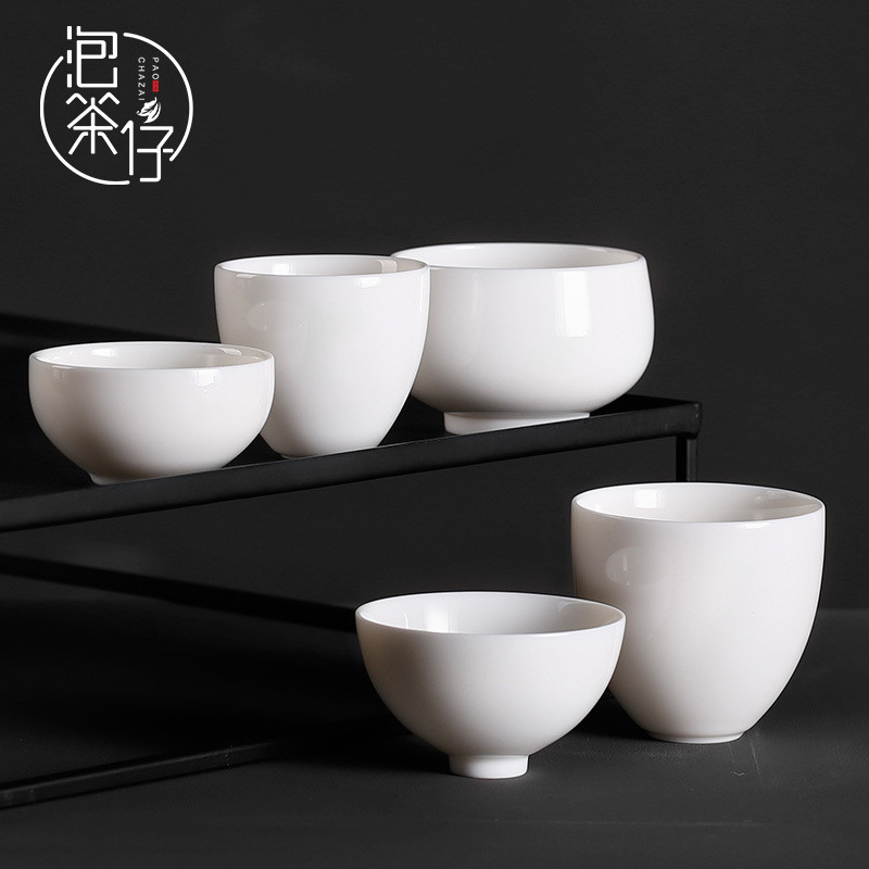 Dehua white porcelain cups white jade porcelain sample tea cup pure white large kung fu master cup personal cup ceramic cup