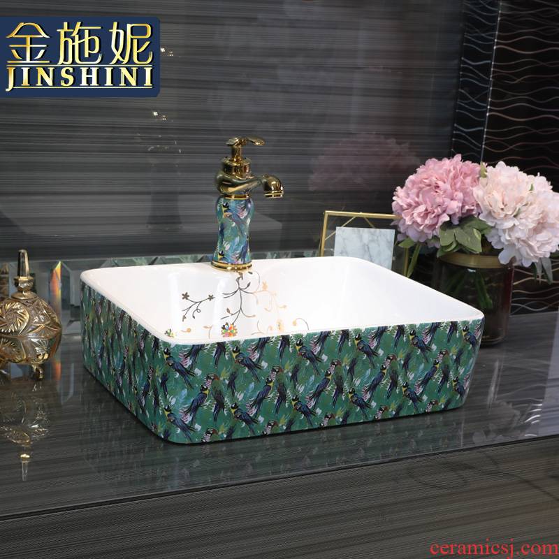 Gold cellnique modern stage basin rectangle ceramic art basin to wash their hands the lavatory basin that wash a face plate of small size