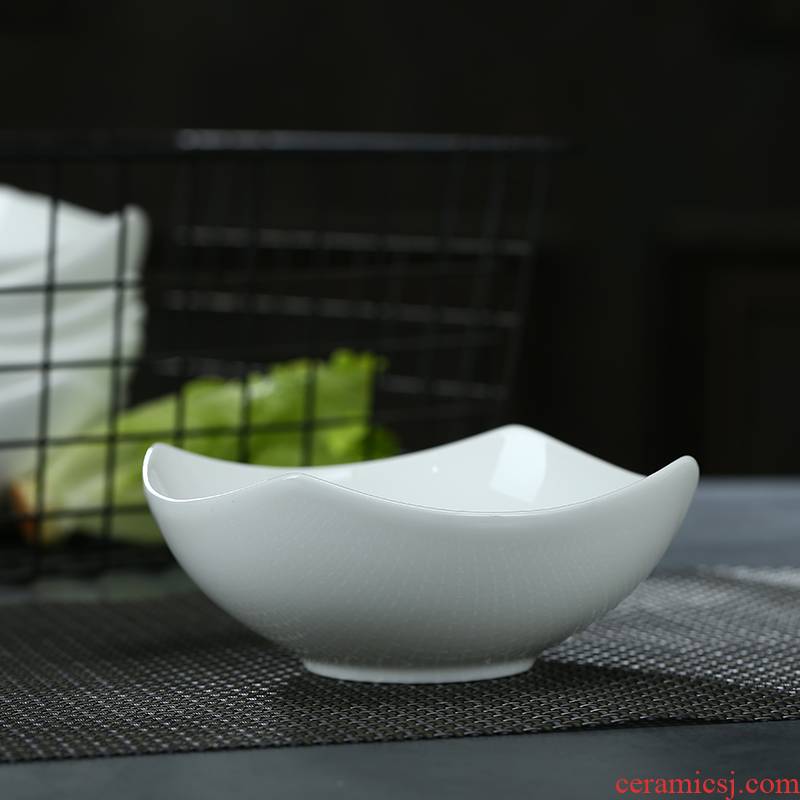 Korean creative salad bowl pure white ipads bowls jingdezhen ceramic bowl bowl household tableware Japanese soup bowl rainbow such use