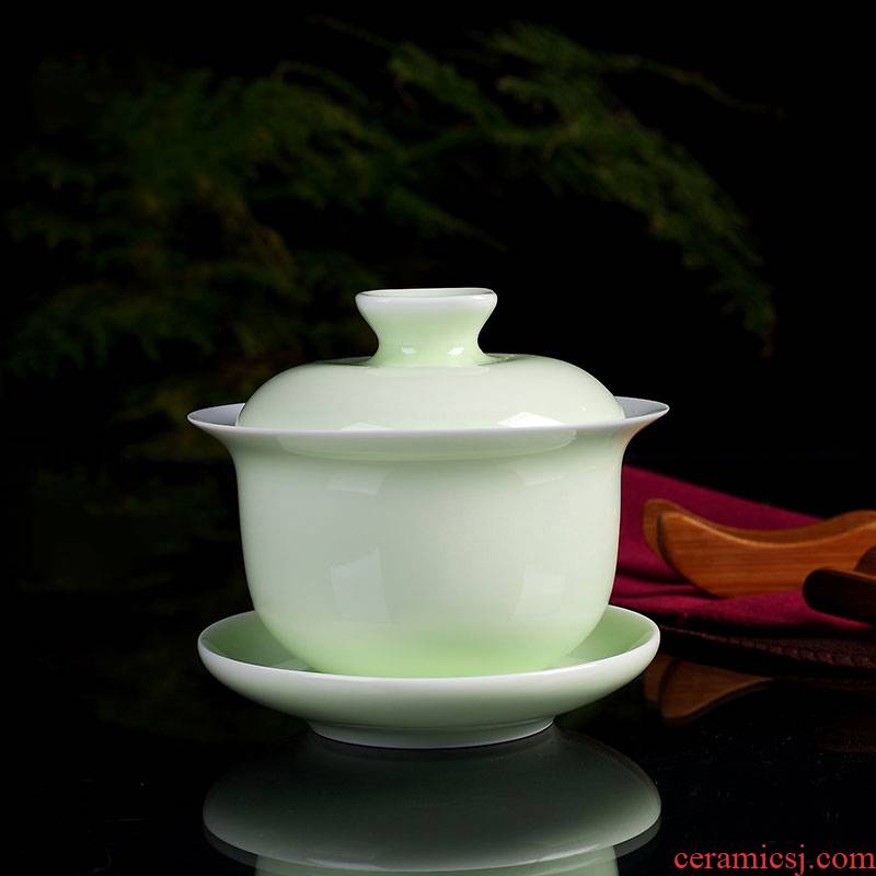 Jingdezhen ceramic three tureen teacup only a single large shadow celadon household kung fu tea accessories make tea