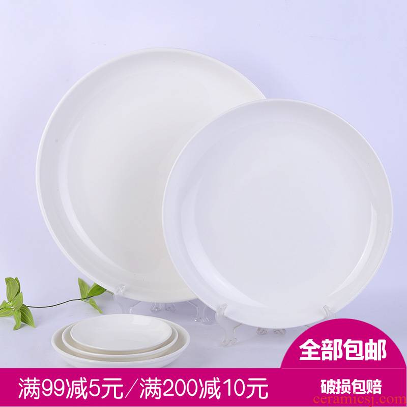 The new ceramic pepper fish head plate of 12 inches large pure white disc 10 inches dumpling dish home plate