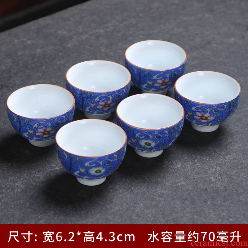 Jingdezhen tea cups ceramic bowl grilled famille rose flower flower sample tea cup master single CPU hand - made kung fu tea cups