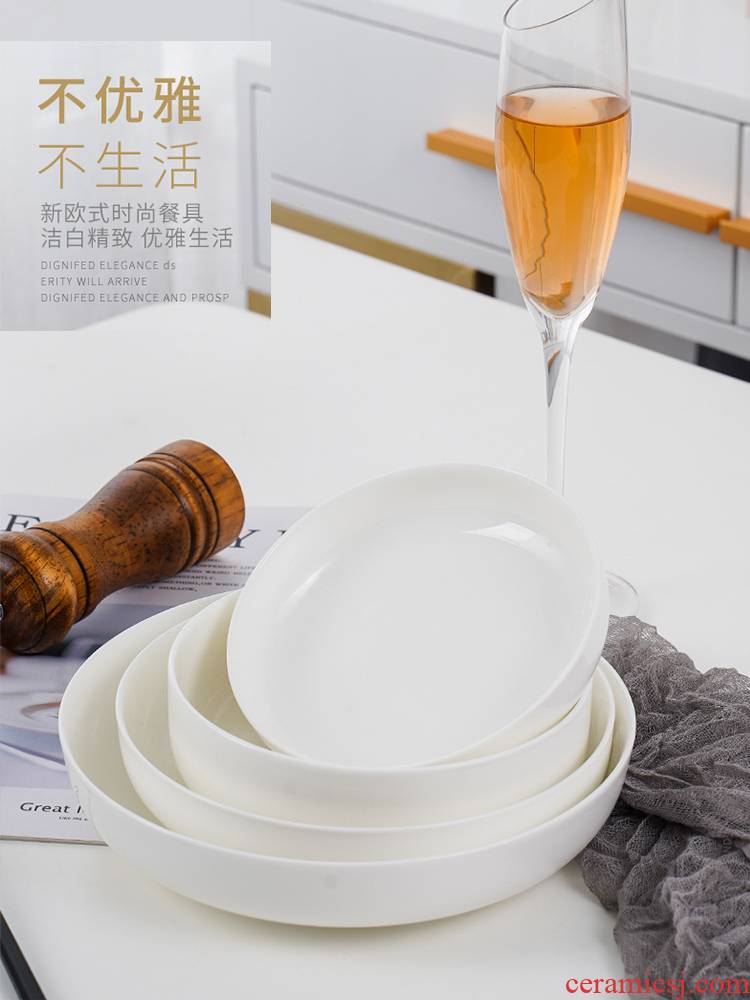 Jingdezhen pure white ipads porcelain child soup plate deep dish plate FanPan ceramic circular nest deep orifice plate