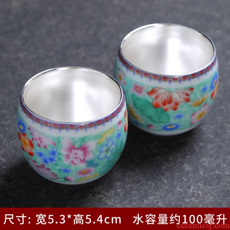 Tasted silver gilding jingdezhen ceramic colored enamel kung fu tea tea tea set single CPU master cup sample tea cup small tea cups