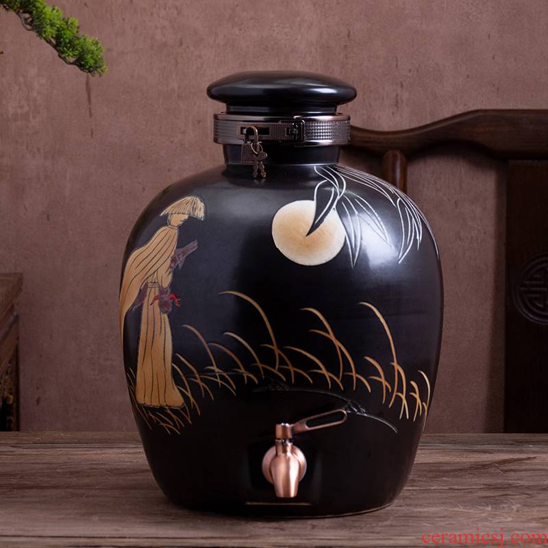 Jingdezhen ceramic terms bottle with tap 10 jins 20 jins 30 jins 50 jins install archaize home sealed jars jugs