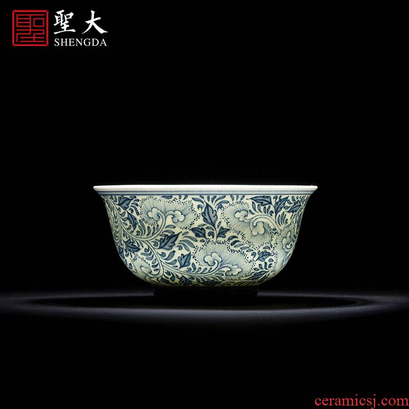 Santa teacups hand - made porcelain work full tang grass grain ceramic kung fu masters cup sample tea cup manual of jingdezhen tea service