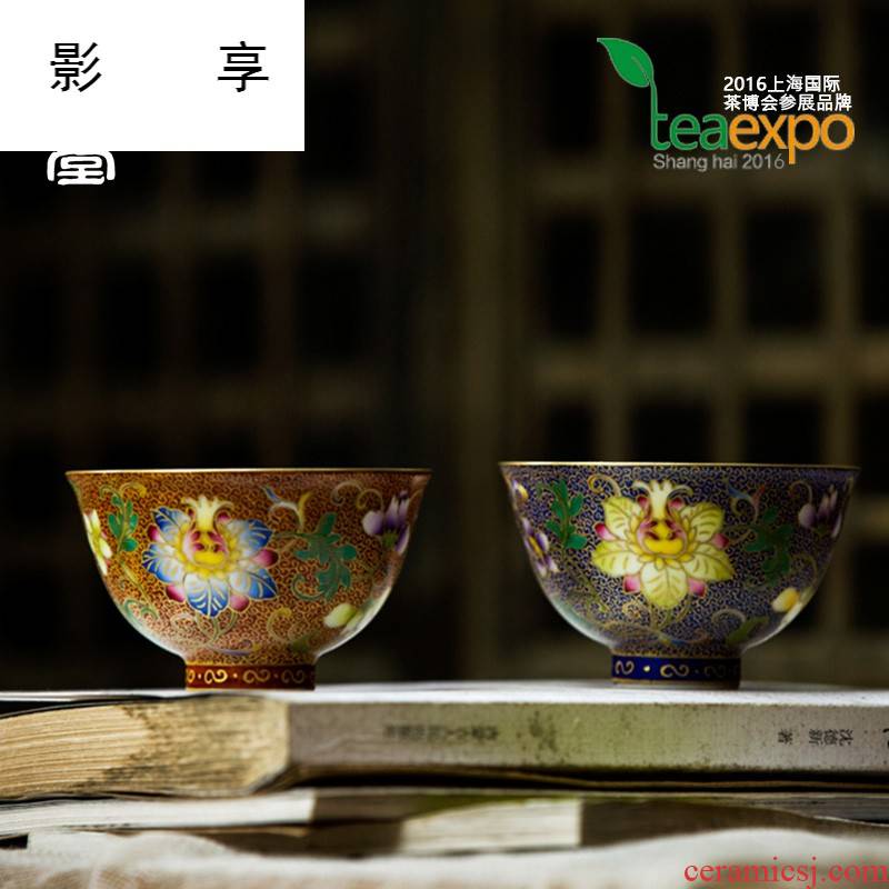 Shadow enjoy let jingdezhen up manual hand - made colored enamel tea sample tea cup masters cup kung fu tea cups LST