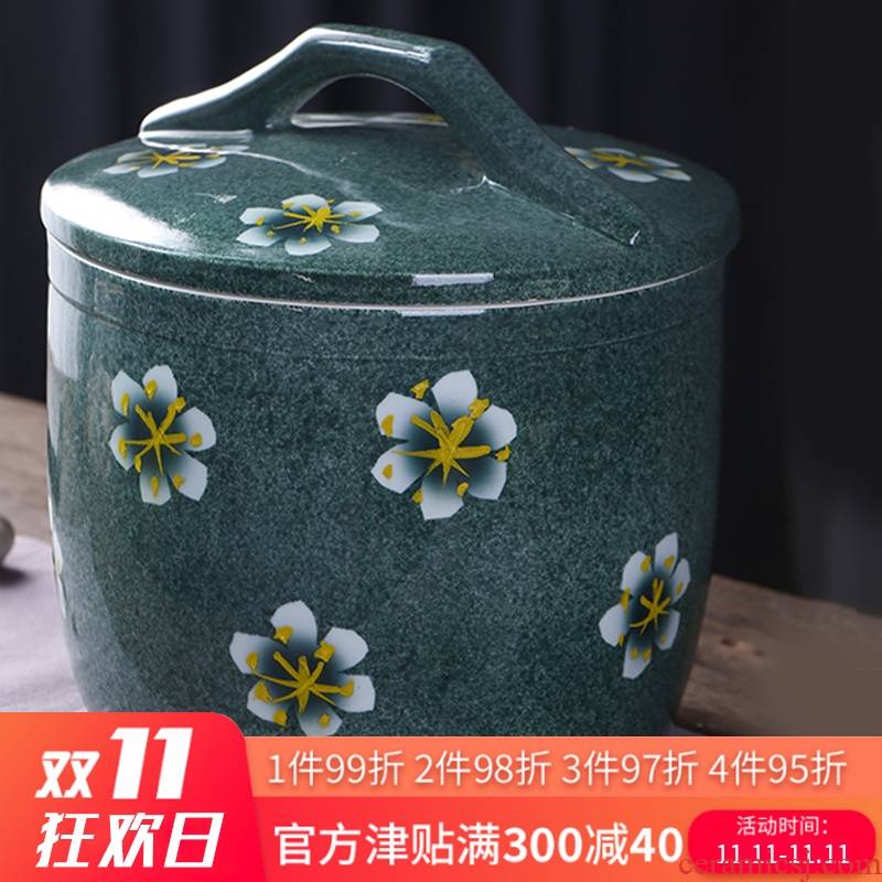 Jingdezhen ceramic barrel with cover home 20 jins 10 jins ricer box insect - resistant seal rice pot rice storage boxes of restoring ancient ways
