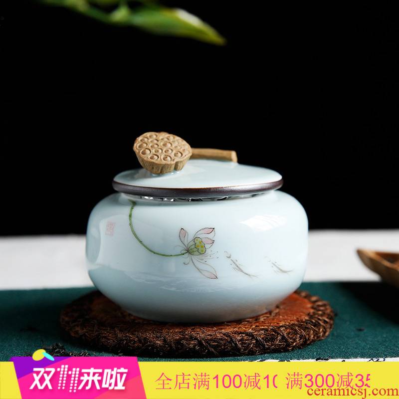 The Poly real boutique caddy fixings scene medium ceramic tea box storehouse of jingdezhen tea service manual lotus tea POTS