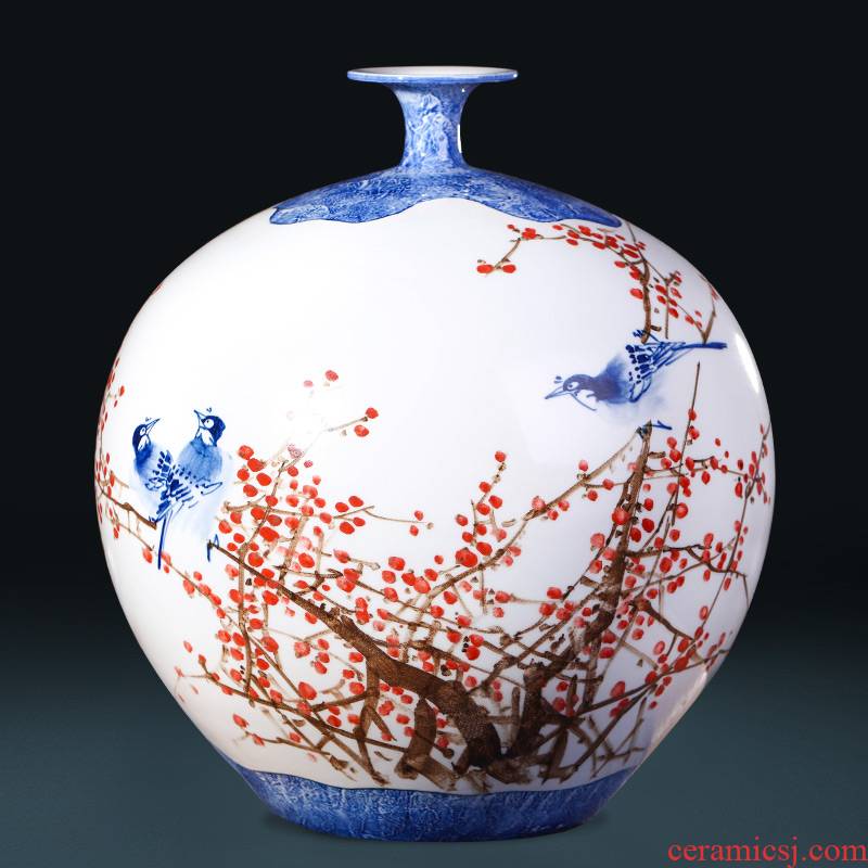 Jingdezhen ceramics famous beaming vase hand - made pomegranate bottles of Chinese style living room home furnishing articles