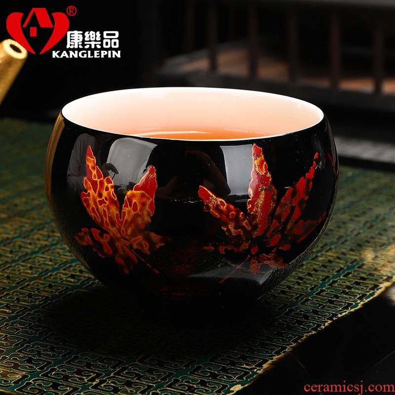 Recreational product konoha temmoku lamp that jingdezhen kung fu tea set to build light ceramic bowl cups master cup single cup Chinese lacquer