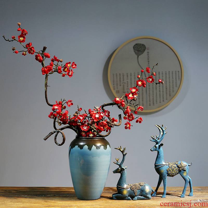 The New Chinese jingdezhen ceramic vases, dried flowers, zen furnishing articles sitting room decoration vase of TV bar face ornament