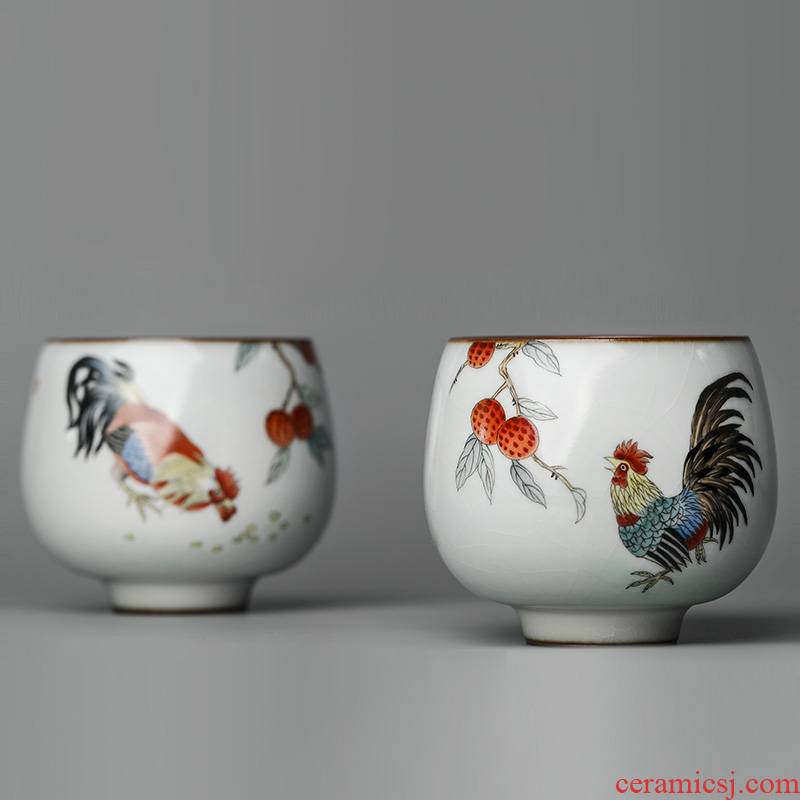 Your up hand - made master kung fu tea cup single CPU jingdezhen ceramic sample tea cup only zodiac chicken cup pure manual