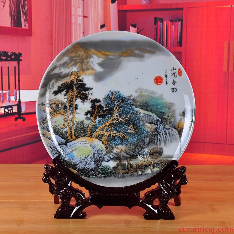 Exhibition of jingdezhen ceramics landscape disc hanging dish furnishing articles ceramic decoration home decoration plate