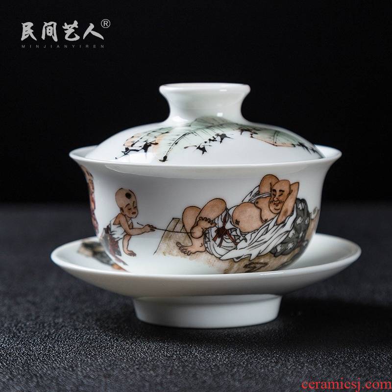 Jingdezhen ceramic only three bowl of kung fu tea set with parts is not large single tureen tea bowl cups
