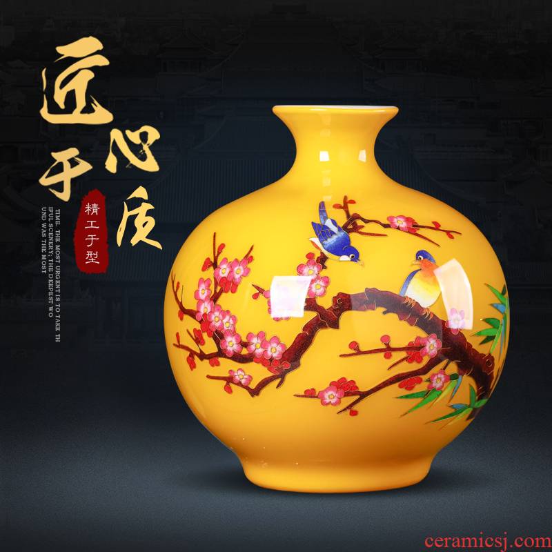 Jingdezhen ceramic gold straw beaming vase painting new Chinese wine sitting room adornment handicraft furnishing articles