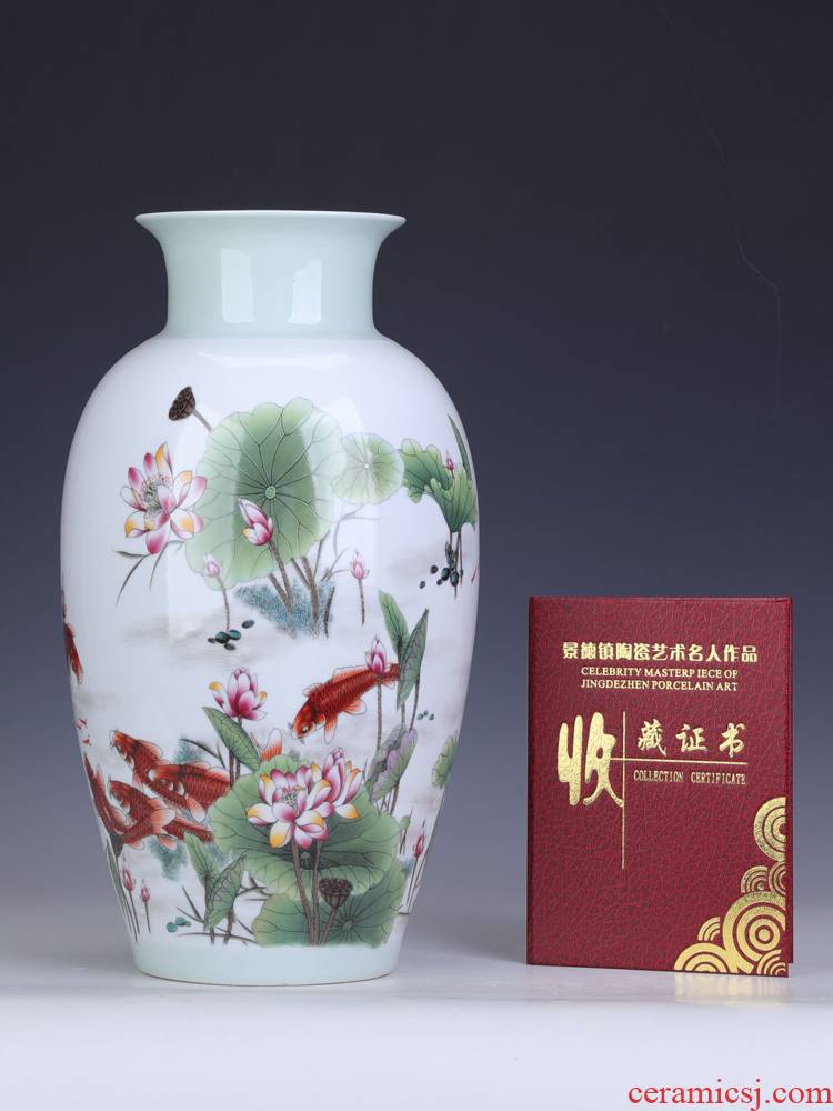 Jingdezhen ceramics creative Chinese vase carp household adornment handicraft furnishing articles large living room office