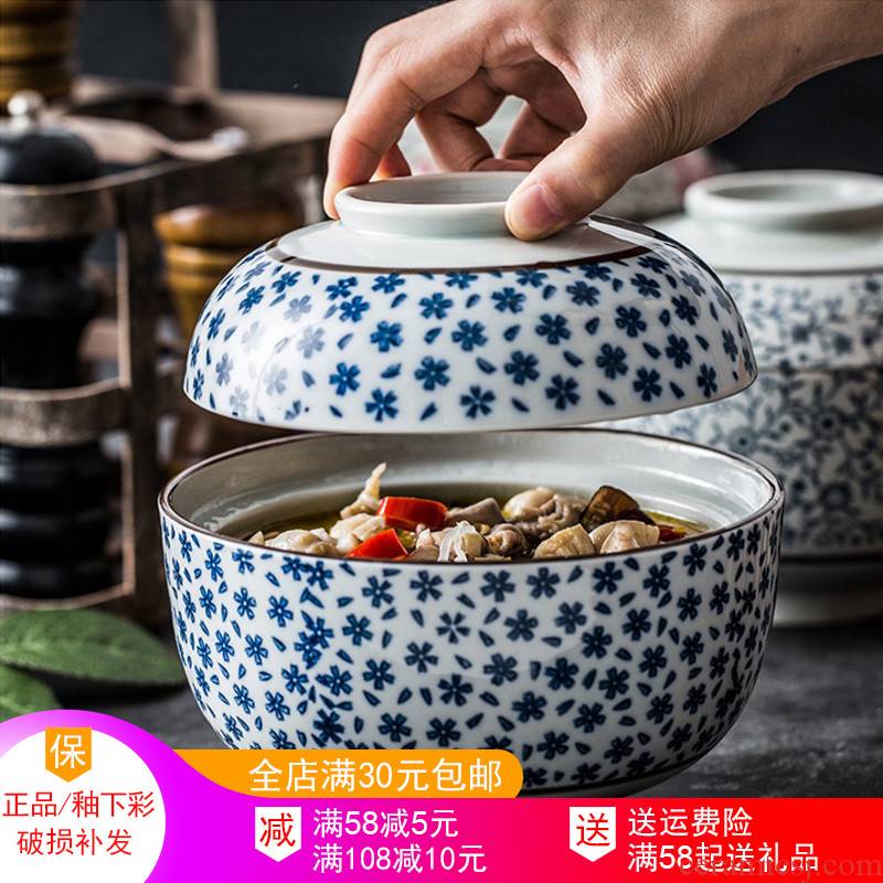 Japanese medium, the ceramic bowl with lid rainbow such as bowl with cover mercifully water steamed egg bowl home baby bowl bowl of stew