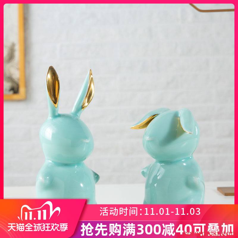The rabbit furnishing articles large creative express girl children bedroom home decoration ceramics room decoration