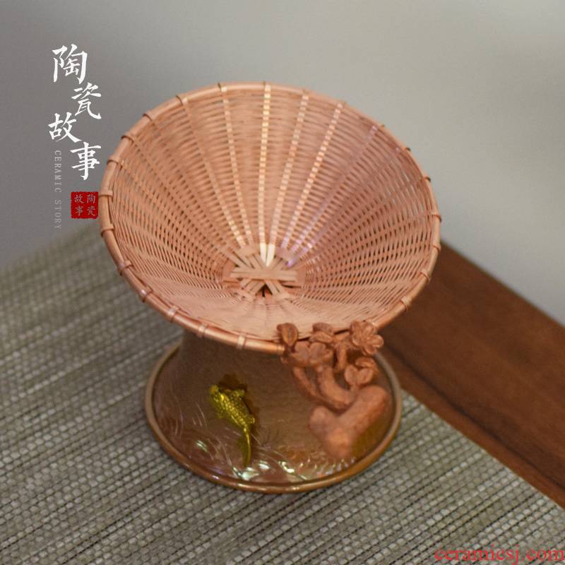 Ceramic story pure copper copper) hand woven mesh tea tea strainer Japanese kung fu tea accessories