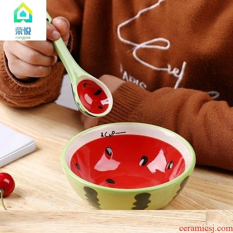 Jingdezhen creative express cartoon children rice bowls ceramic fruit watermelon bowl of individual students eat such as always