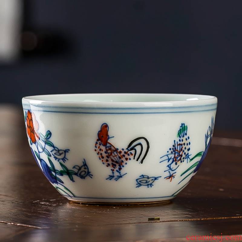 Chicken hand - made color bucket cylinder cup 280 jingdezhen ceramic da Ming chenghua cup sample tea cup kung fu tea master list