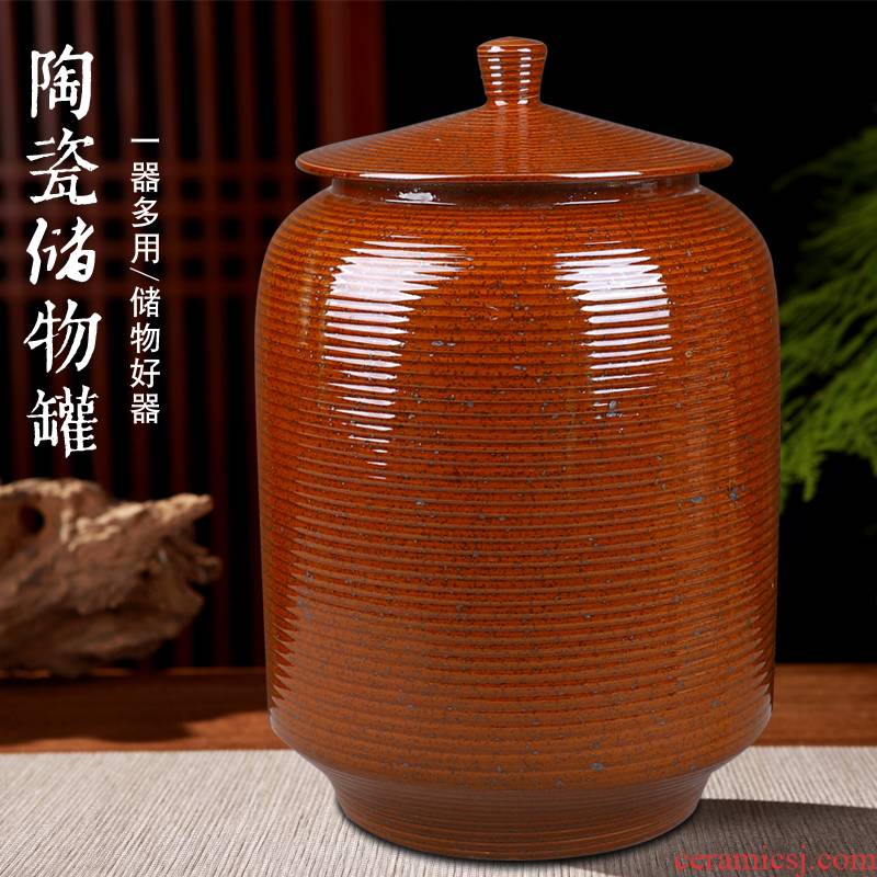 Jingdezhen ceramic barrel ricer box storage tank household tank cylinder with cover jars mercifully bucket sealing pump cylinder