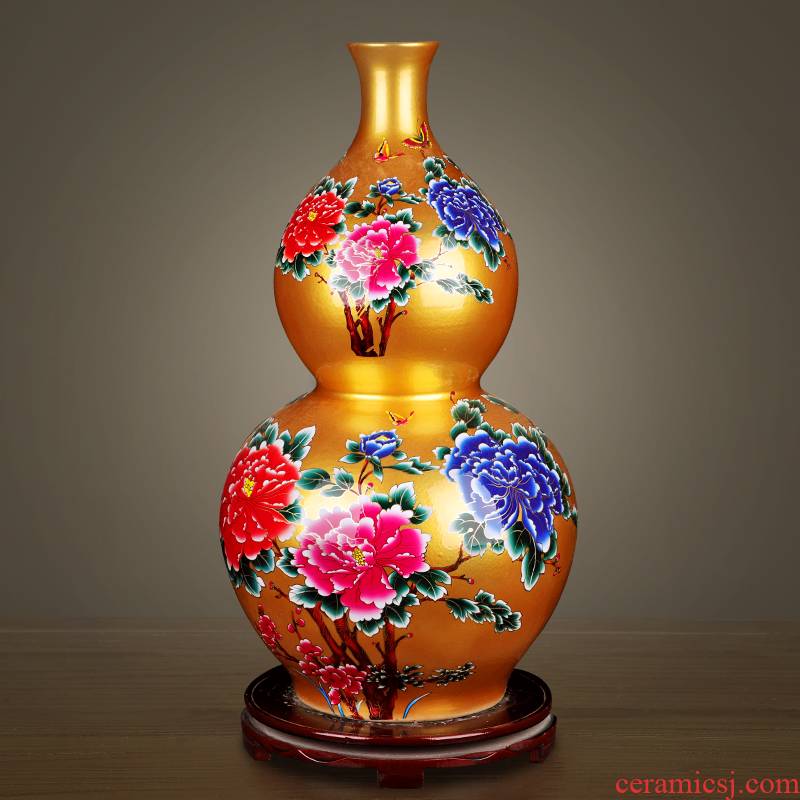 Jingdezhen ceramic large sitting room of large vase vase China red red of Chinese style porch TV ark, furnishing articles