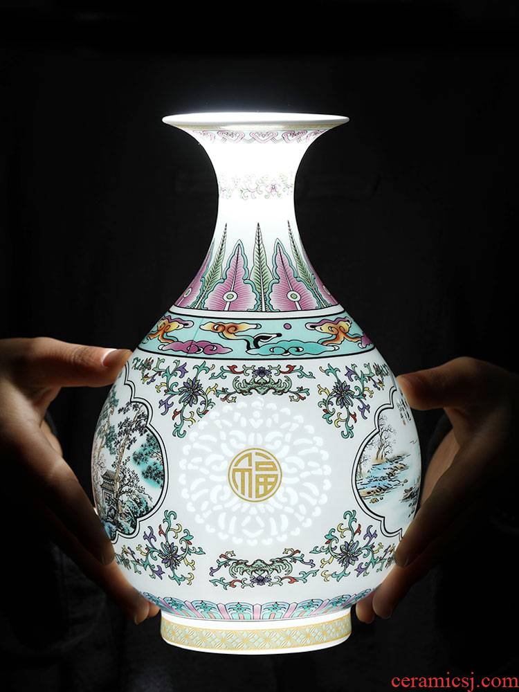 Jingdezhen ceramics vase furnishing articles, the sitting room is blue and white and exquisite ipads China Chinese flower arranging rich ancient frame craft ornaments
