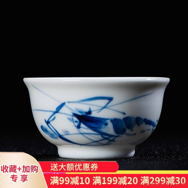Poly real scene of jingdezhen ceramic tea set sample tea cup hand - made shrimp fun little cup of individual cup cup bowl kunfu tea master