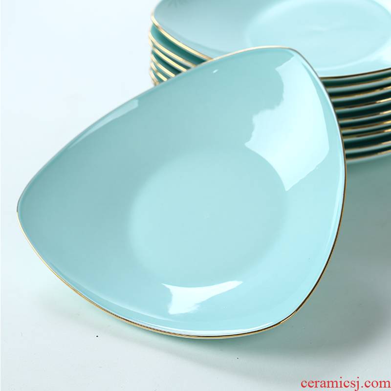 Ceramic plate of up phnom penh dish dish dish creative household Korean triangle celadon deep dish dish soup ipads porcelain tableware plate