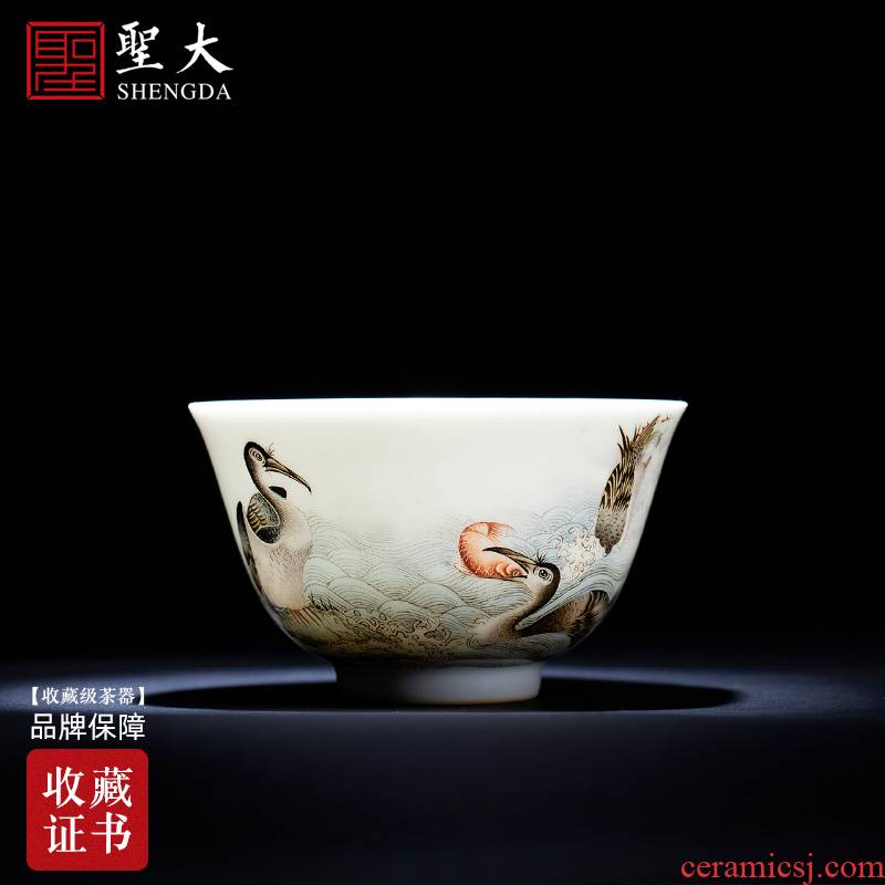 Santa teacups hand - made ceramic kung fu powder enamel fish echelon master cup sample tea cup all hand of jingdezhen tea service