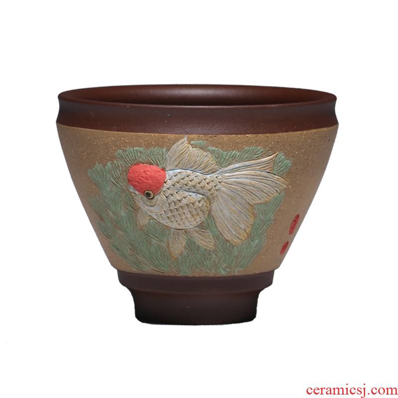 High - end shadow enjoy violet arenaceous masters cup old yixing purple clay sample tea cup individual cup cup to kung fu YSMP cup