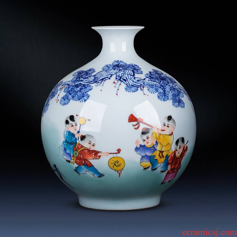 Jingdezhen ceramics hand - made vases pomegranate bottle flower arranging Chinese ancient frame sitting room TV ark, act the role ofing is tasted furnishing articles