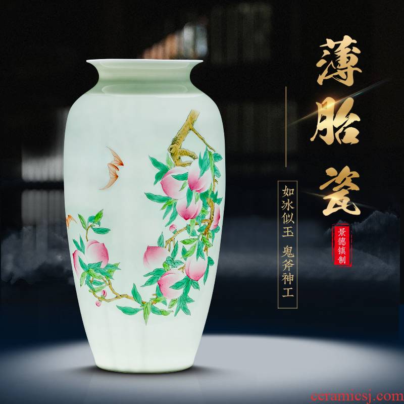 Jingdezhen ceramics hand - made thin foetus live figure powder enamel vase Chinese wine rich ancient frame sitting room adornment