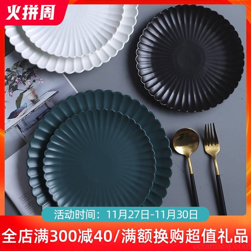 Nordic ceramic disc beefsteak dish home plate plate of creative move web celebrity breakfast tray was jingdezhen tableware