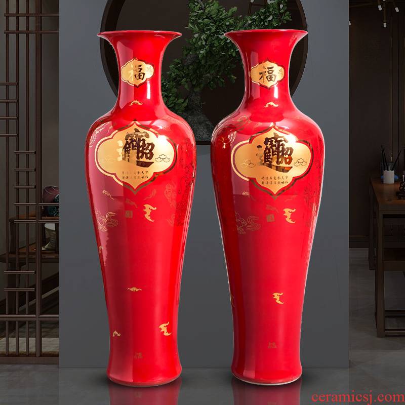 Jingdezhen ceramics king villa home sitting room hotel adornment is placed a thriving business floor vase