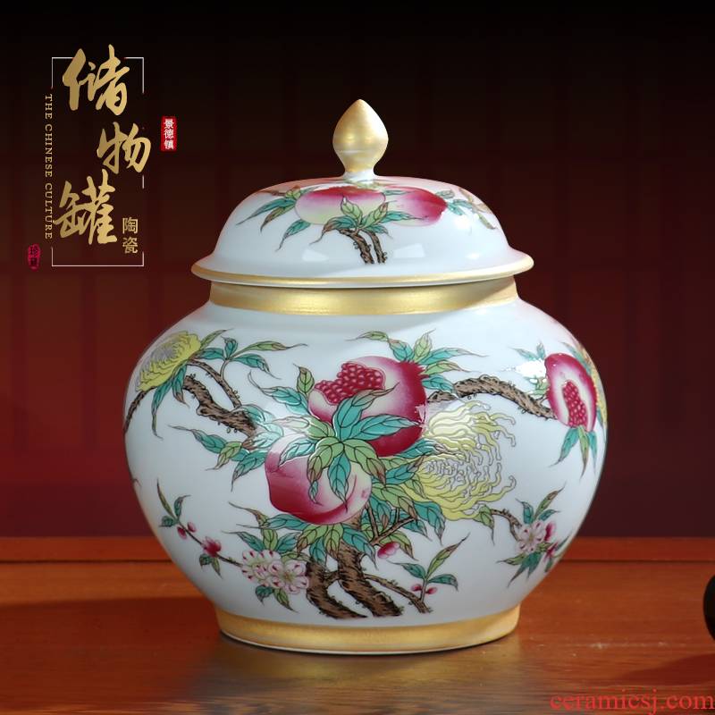 Gift - giving peach hand paint storage tank ceramic seal tank general large moistureproof caddy fixings furnishing articles ornaments