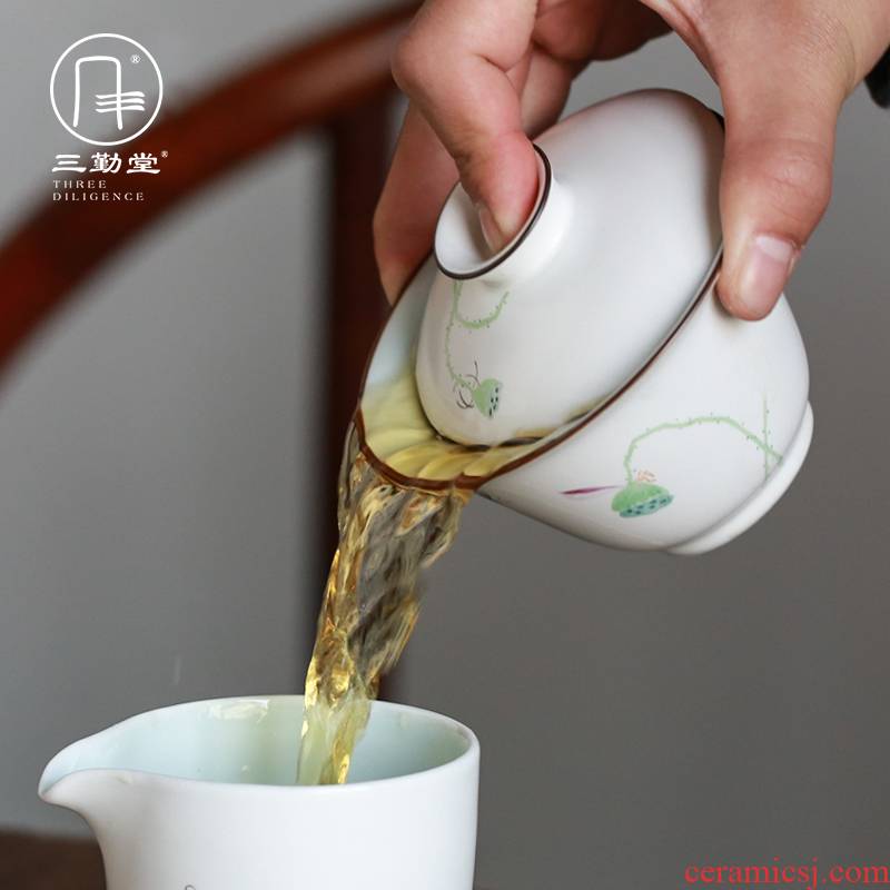 Three frequently hall tureen tea cups to make tea bowl of jingdezhen ceramic household enamel S12023 kung fu tea sets